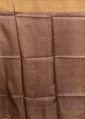 Yellow Tussar Silk Saree With Blouse Piece