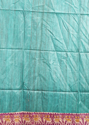 Green Tussar Silk Saree With Blouse Piece