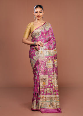 Purple Tussar Silk Saree With Blouse Piece