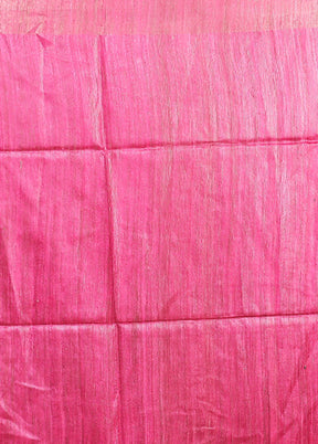 Pink Tussar Silk Saree With Blouse Piece