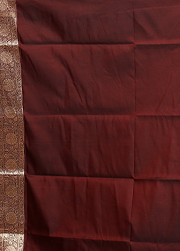 Maroon Banarasi Silk Saree With Blouse Piece