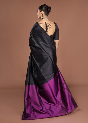 Black Banarasi Silk Saree With Blouse Piece