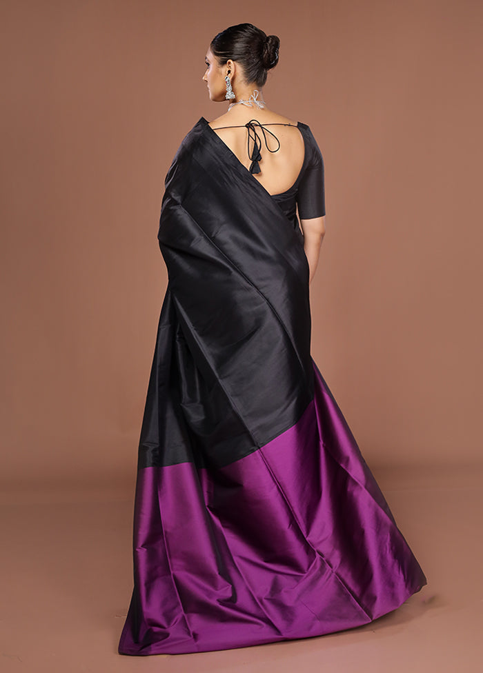 Black Banarasi Silk Saree With Blouse Piece