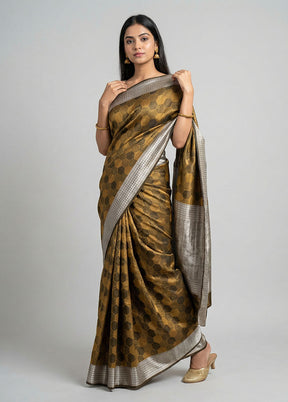 Brown Katan Silk Saree With Blouse Piece