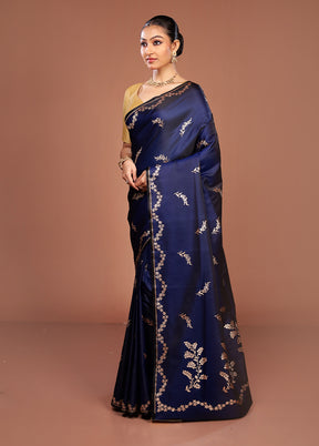 Blue Banarasi Silk Saree With Blouse Piece
