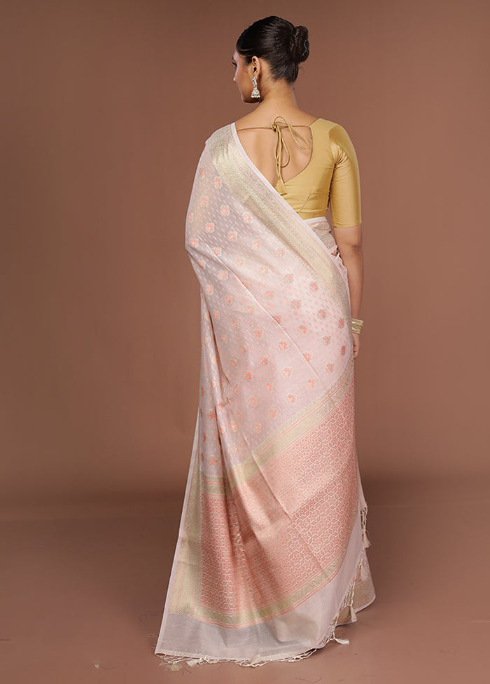Pink Kora Silk Saree With Blouse Piece