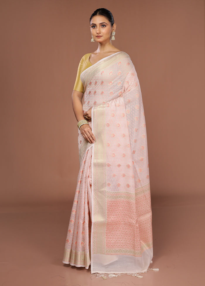 Pink Kora Silk Saree With Blouse Piece
