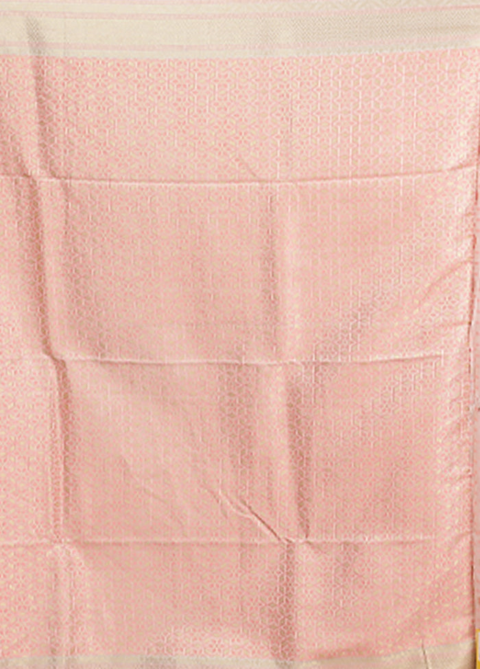 Pink Kora Silk Saree With Blouse Piece