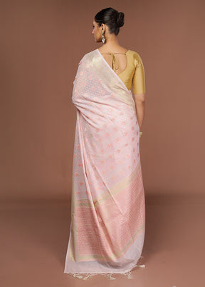 Pink Kora Silk Saree With Blouse Piece
