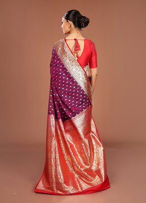 Purple Tanchoi Silk Saree With Blouse Piece
