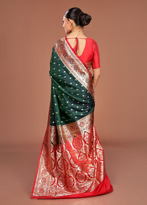 Green Tanchoi Silk Saree With Blouse Piece