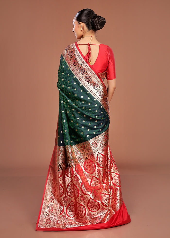 Green Tanchoi Silk Saree With Blouse Piece
