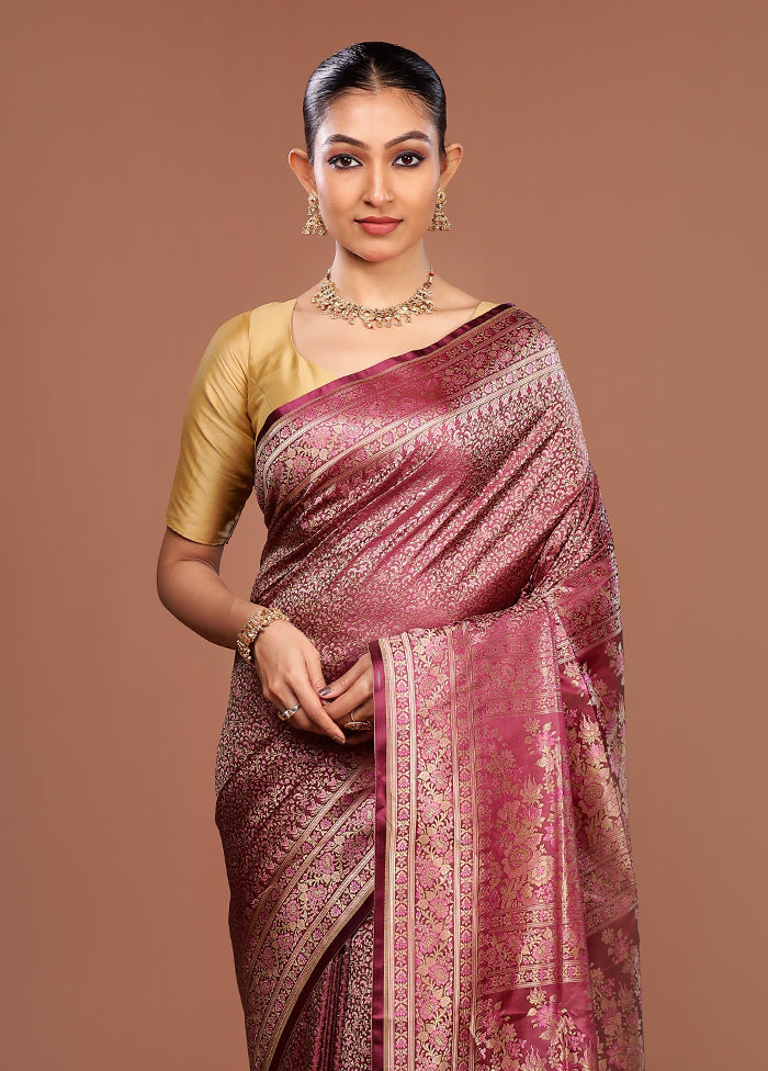 Purple Jamewar Silk Saree With Blouse Piece