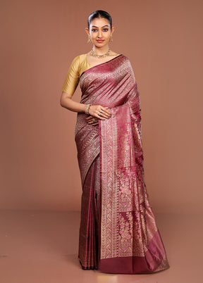 Purple Jamewar Silk Saree With Blouse Piece