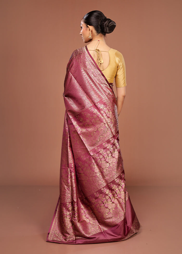 Purple Jamewar Silk Saree With Blouse Piece