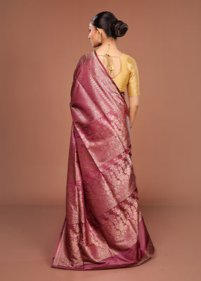Purple Jamewar Silk Saree With Blouse Piece