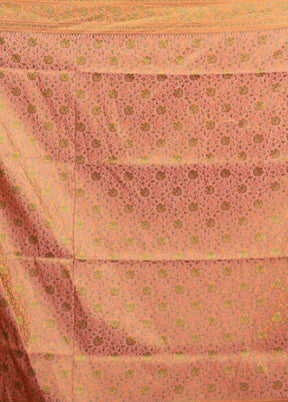 Pink Jamewar Silk Saree With Blouse Piece