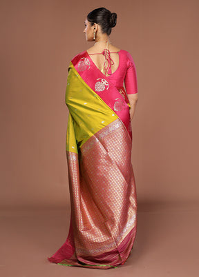 Green Dupion Silk Saree With Blouse Piece