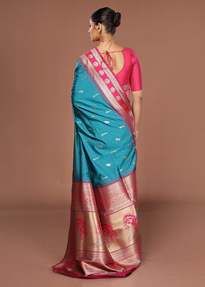 Green Dupion Silk Saree With Blouse Piece