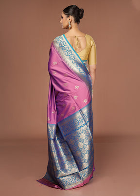 Pink Dupion Silk Saree With Blouse Piece