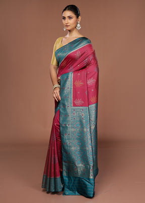Purple Dupion Silk Saree With Blouse Piece