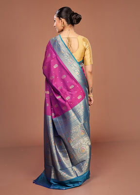 Purple Dupion Silk Saree With Blouse Piece