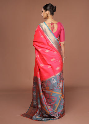Pink Dupion Silk Saree With Blouse Piece