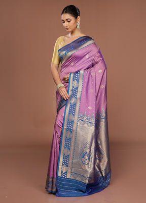 Purple Dupion Silk Saree With Blouse Piece