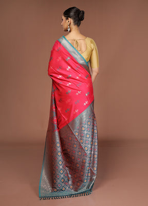 Pink Dupion Silk Saree With Blouse Piece