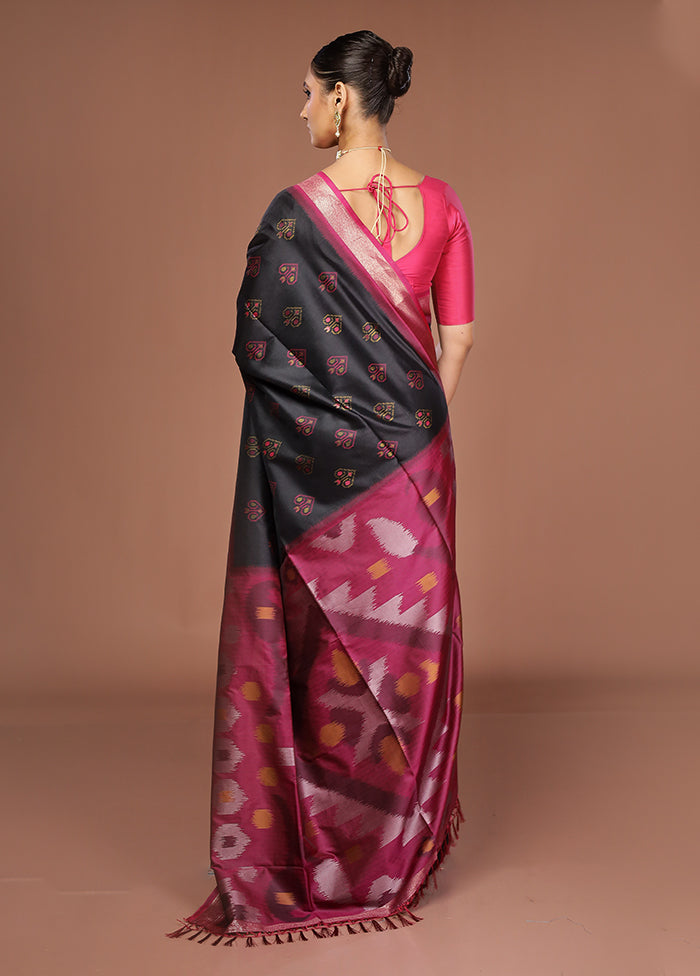 Black Dupion Silk Saree With Blouse Piece
