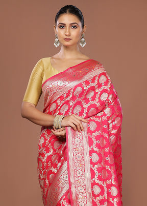 Pink Dupion Silk Saree With Blouse Piece