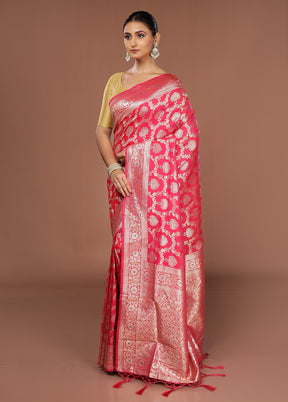 Pink Dupion Silk Saree With Blouse Piece