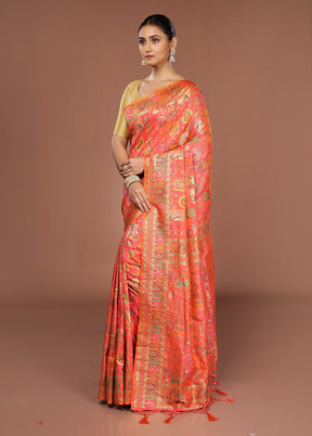 Pink Dupion Silk Saree With Blouse Piece
