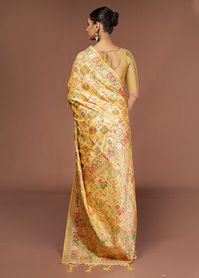 Cream Dupion Silk Saree With Blouse Piece
