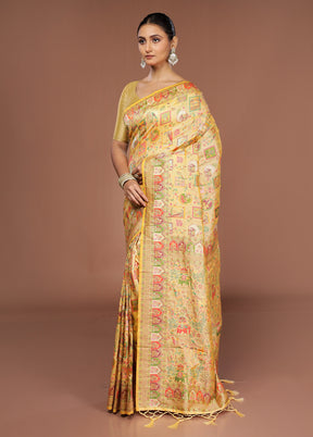 Cream Dupion Silk Saree With Blouse Piece