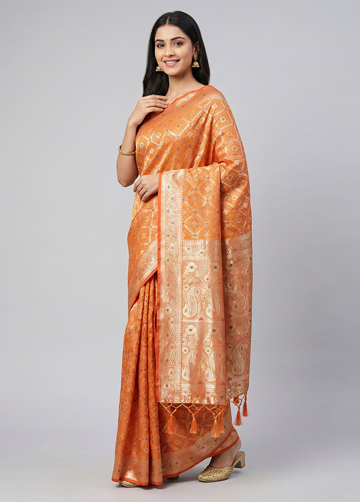 Yellow Dupion Silk Saree With Blouse Piece