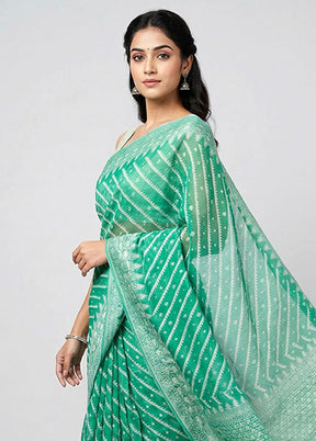 Green Kora Silk Saree With Blouse Piece