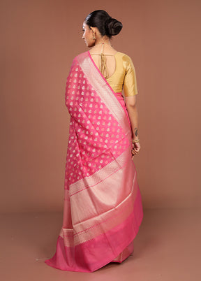 Pink Kora Silk Saree With Blouse Piece