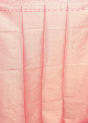 Pink Kora Silk Saree With Blouse Piece