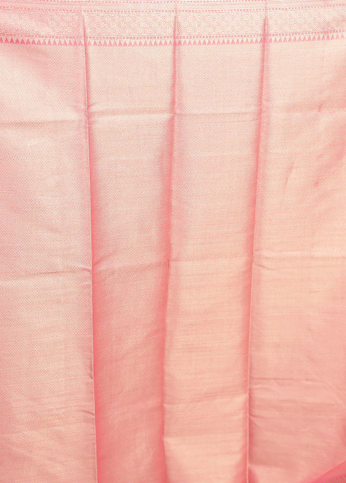 Pink Kora Silk Saree With Blouse Piece