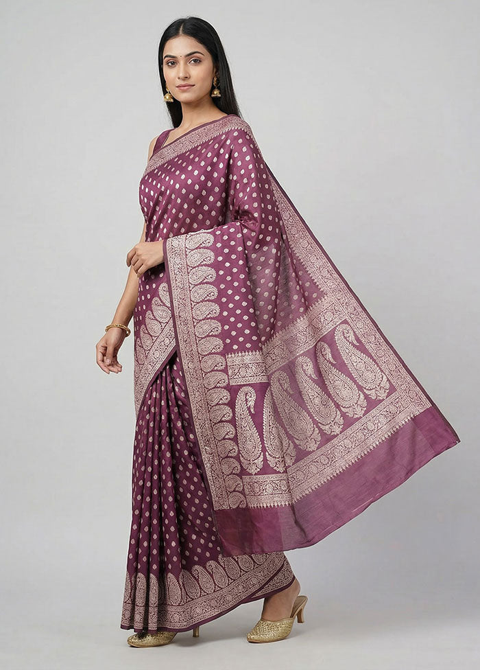 Brown Kora Silk Saree With Blouse Piece