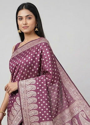 Brown Kora Silk Saree With Blouse Piece