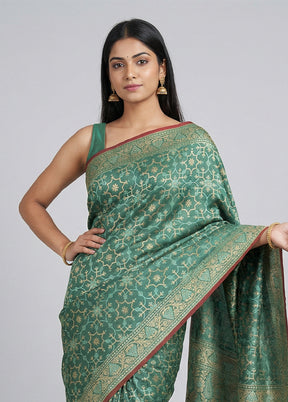 Green Kora Silk Saree With Blouse Piece
