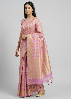 Purple Kora Silk Saree With Blouse Piece