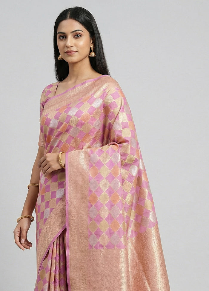 Purple Kora Silk Saree With Blouse Piece