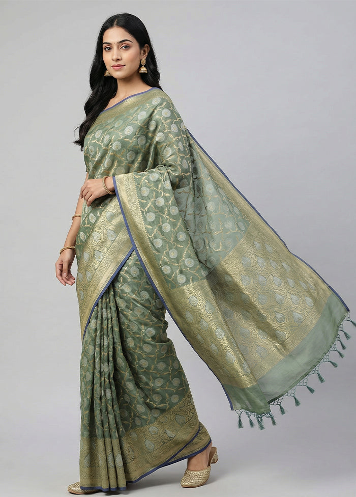 Grey Kora Silk Saree With Blouse Piece