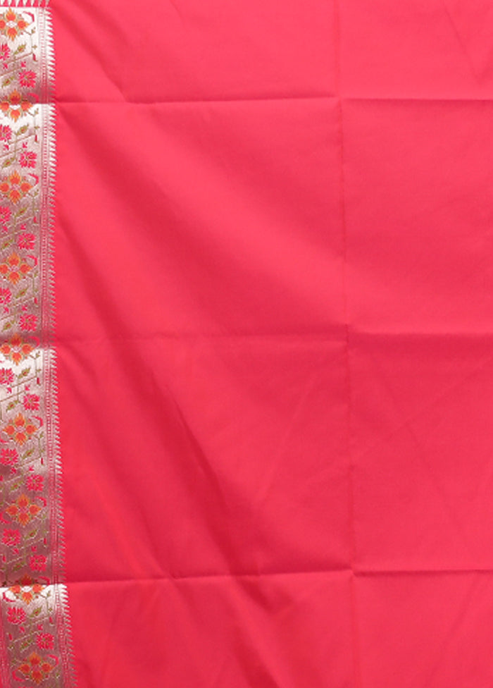 Pink Banarasi Silk Saree With Blouse Piece
