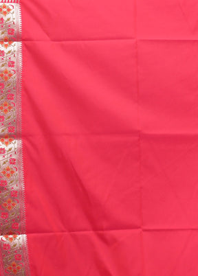 Pink Banarasi Silk Saree With Blouse Piece
