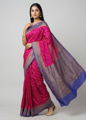 Pink Dupion Silk Saree With Blouse Piece