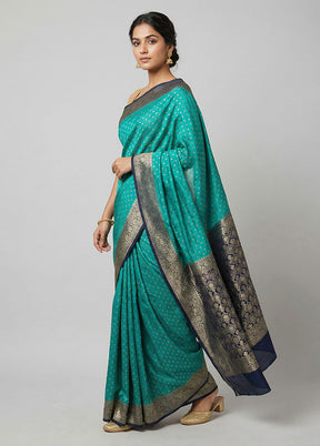 Green Dupion Silk Saree With Blouse Piece